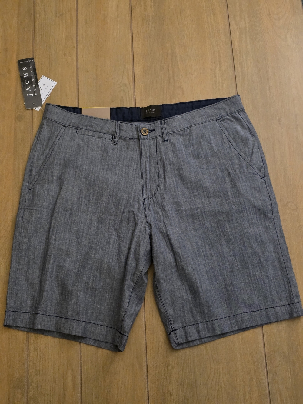 Jachs Men’s Chambray Blue-Gray Flat Front Shorts